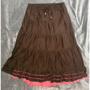 🩷🤎 Old Navy Tiered Maxi Skirt with Beaded Drawstring